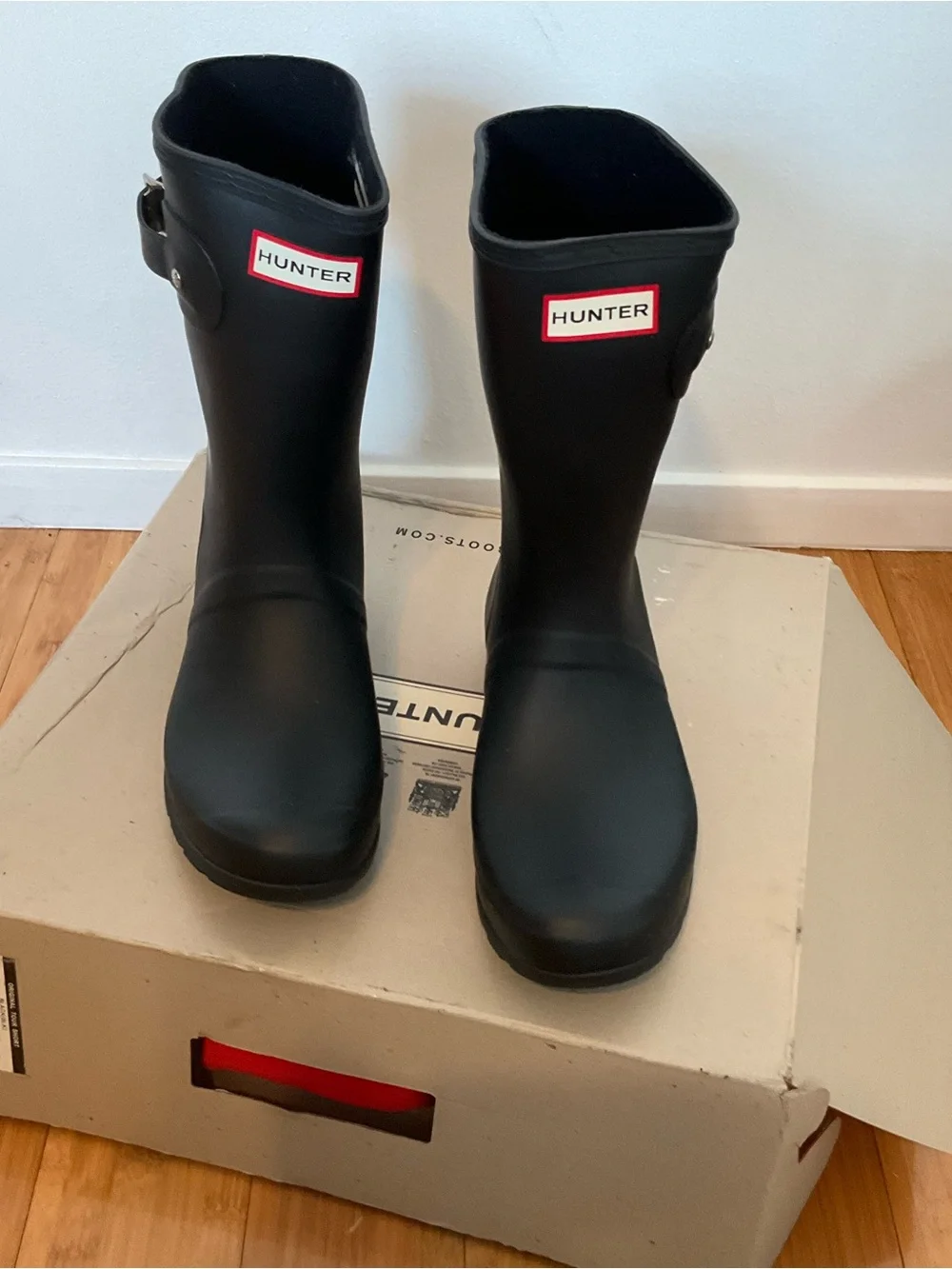Hunter Black Short Rain Boots - Picture 1 of 10